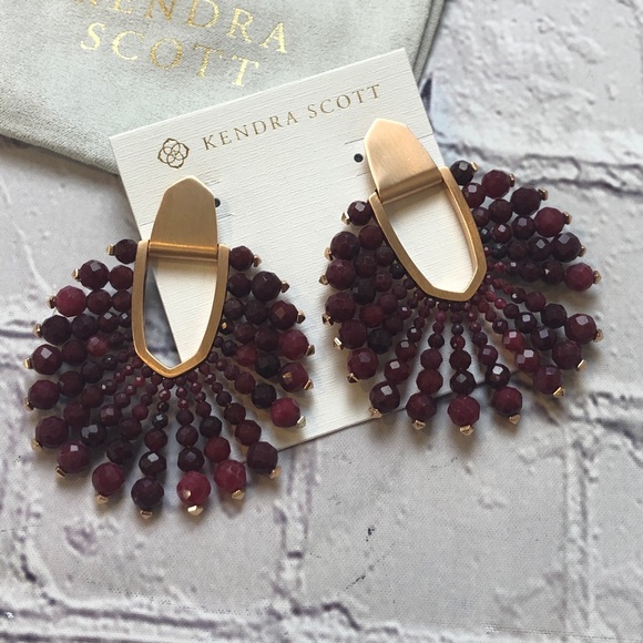 Kendra Scott Diane 14k maroon jade beaded earrings